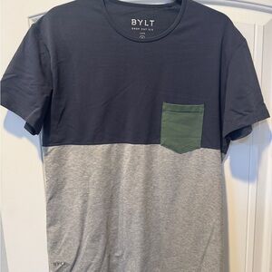 Men's Navy and Gray Colorblock Shirt
